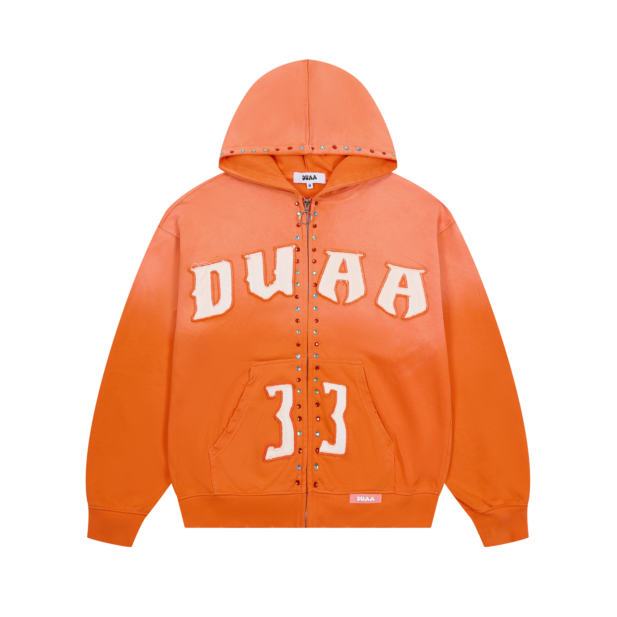 Duaa Green Rhinestone Zip Hoodie