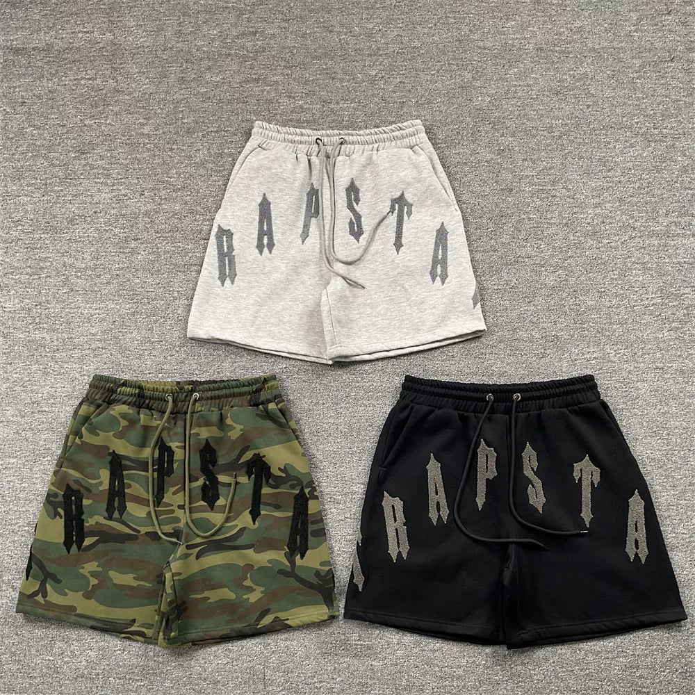 Trapstar Towel Embroidered Letter Shorts Green camouflage